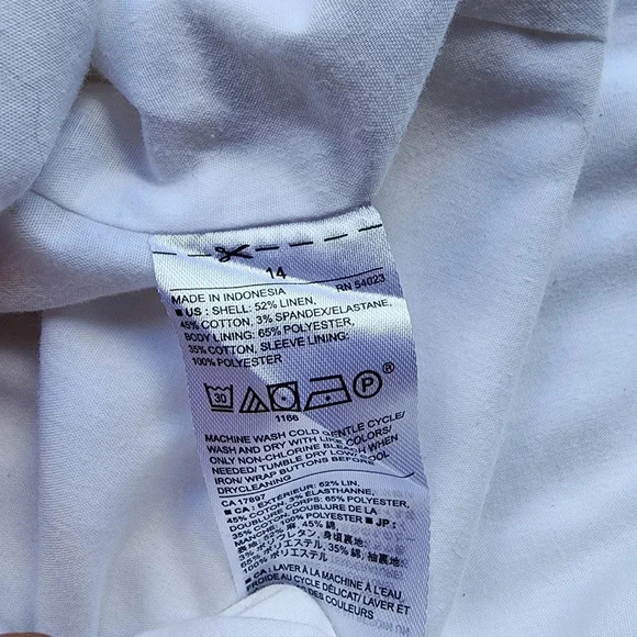 Banana Republic Blazer Womens  White Linen Blend Lightweight Butron Jacket Sz 14 - Picture 12 of 12